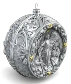 Набор подарочный с шарами и иконой "Иисус Христос" из серебра, 2 шара